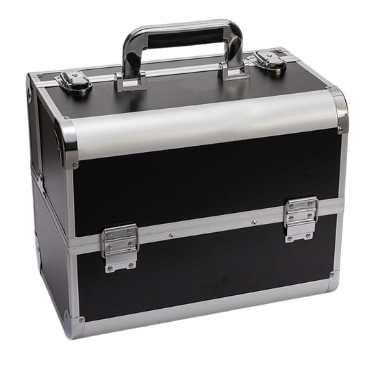 Makeup Cosmetic Organizer Box | Silver and Black