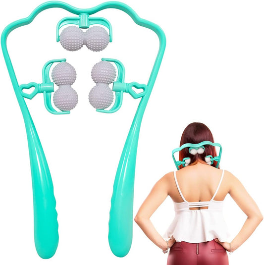 Neck and Shoulder Massager Roller | Manual Muscle Relaxation Tool