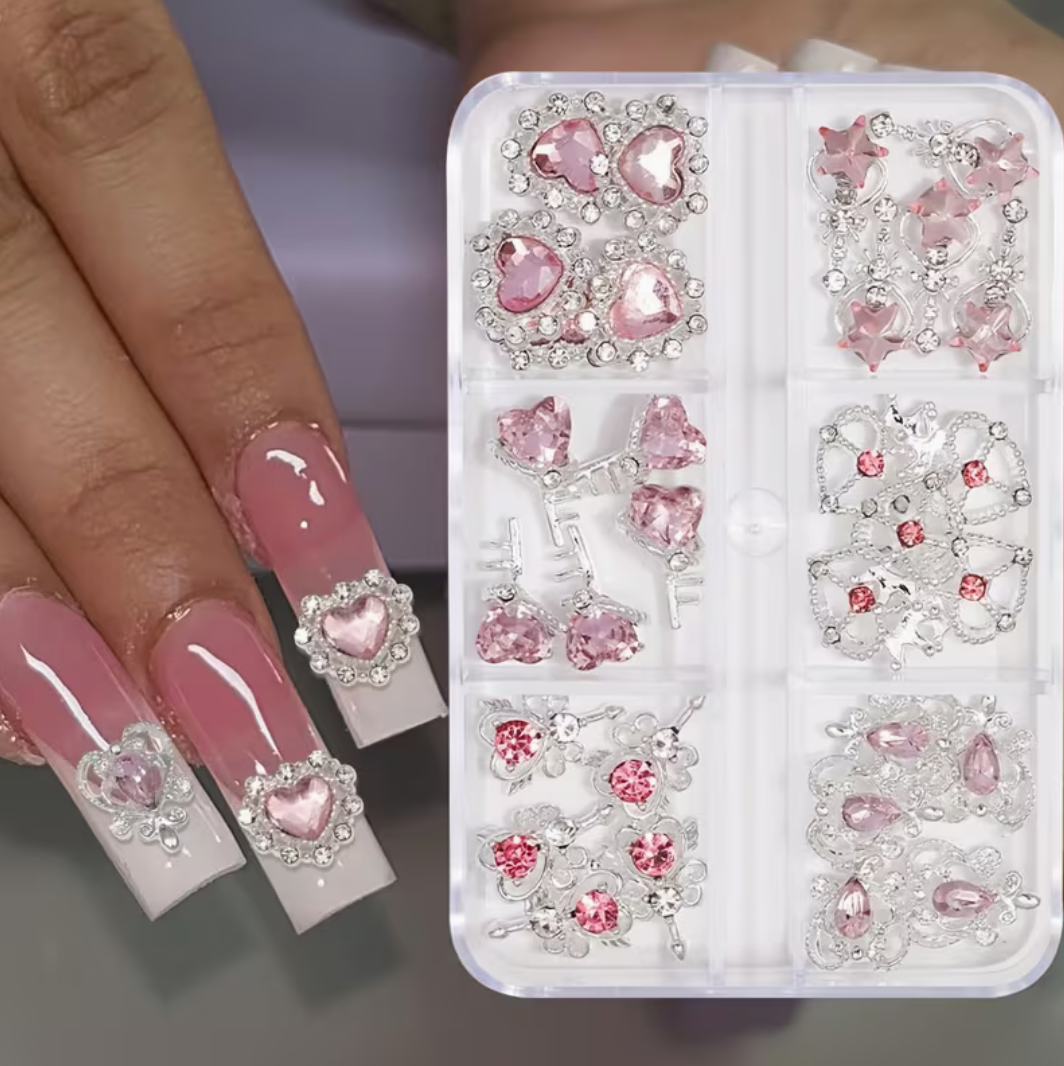 Nail Art Jewelry | Set Crystal Clear – Charms 3D Or & Diamant
