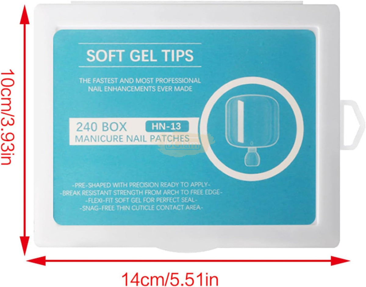 240pcs Soft Gel Toe Tips Clear | Full Cover | HN-13