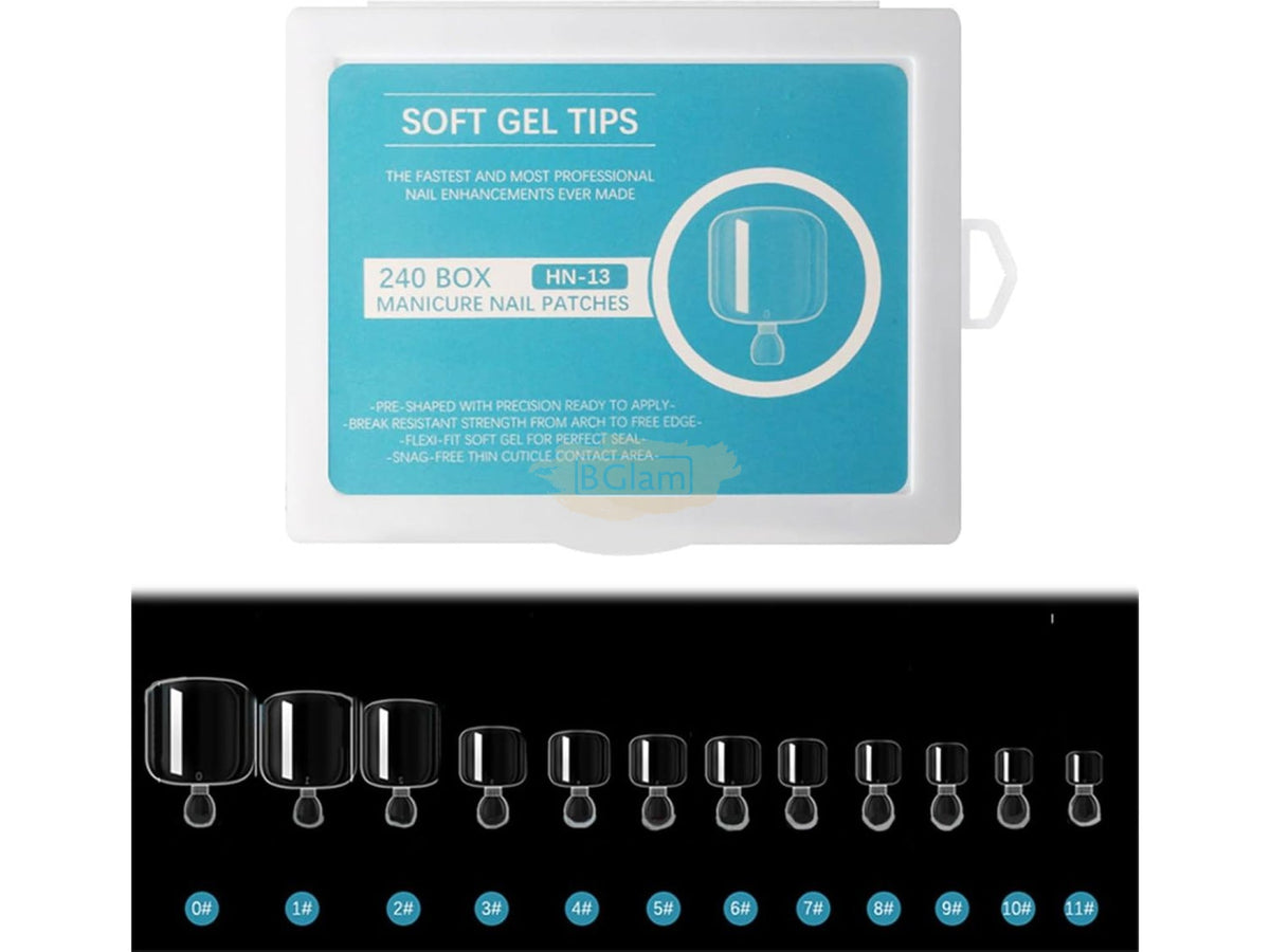 240pcs Soft Gel Toe Tips Clear | Full Cover | HN-13