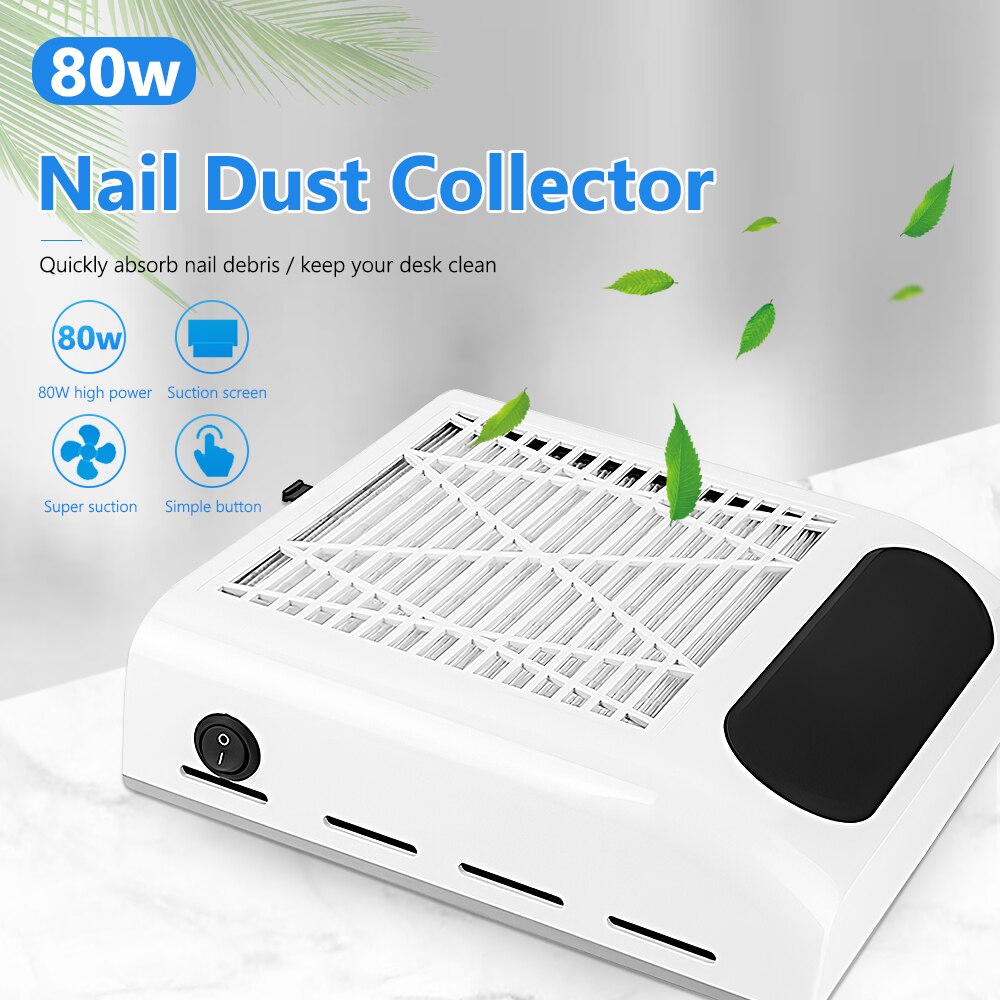 Nail Dust Collector 858-8 Plus | 80W | Size 24 × 23 × 12 cm | White