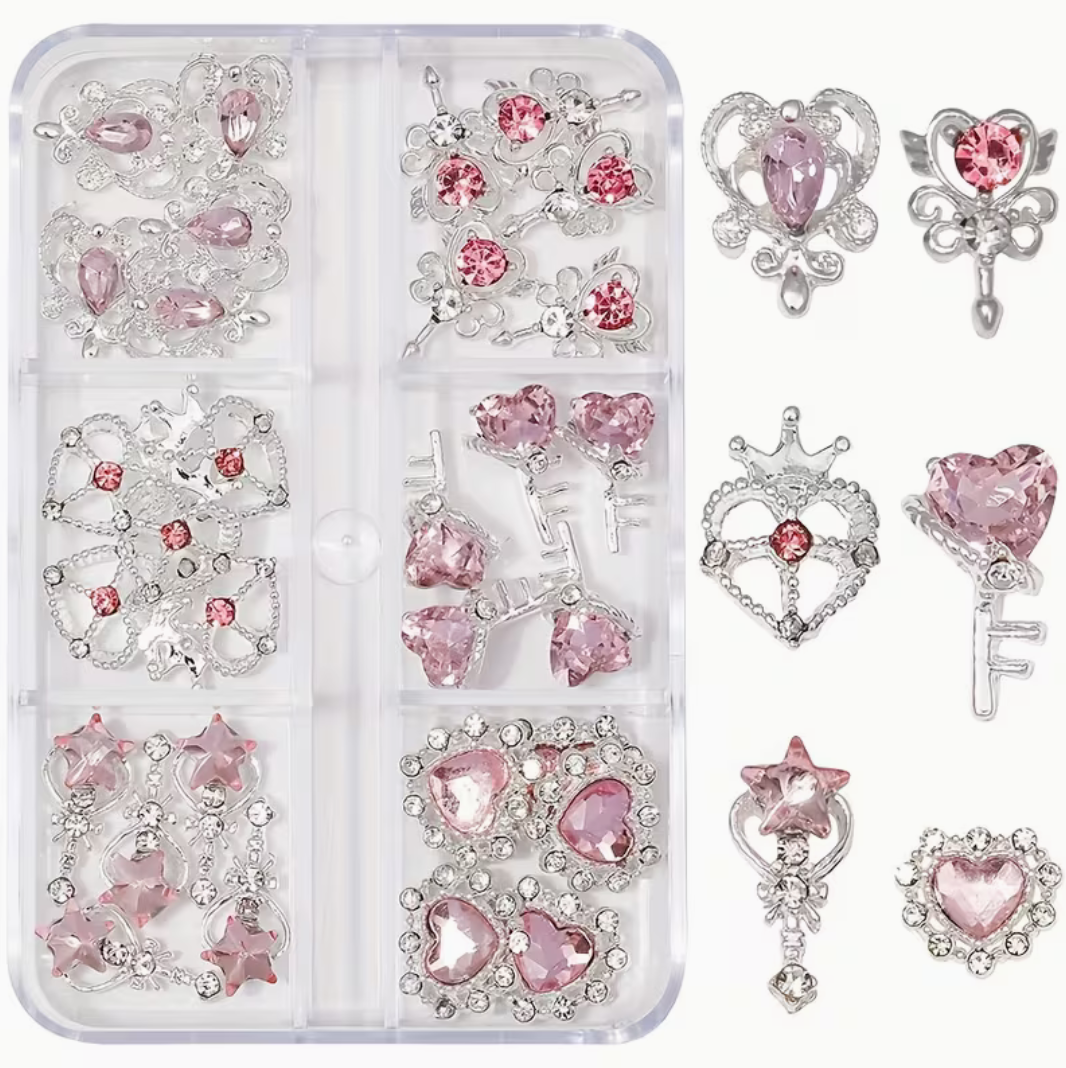 Nail Art Jewelry | Set Crystal Clear – Charms 3D Or & Diamant