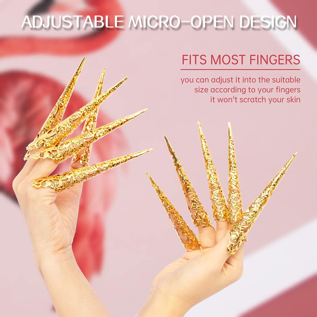 Long Metallic Nail Covers | 10-Piece Set (3 Colors)