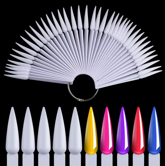 Nail Swatch Sticks | Stiletto | White | 50 tips
