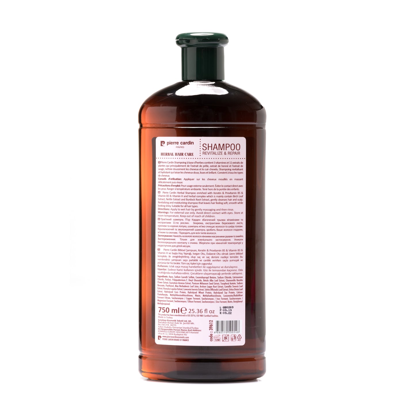 Pierre Cardin | Shampoing | Herbal | Revitaliser et Réparer | 750 ml