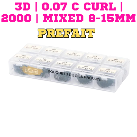 BGLAM Premade Fans 3D | 0.07 C Curl | 2000 | Mixed 8-15mm