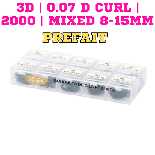 BGLAM Premade Fans 3D | 0.07 D Curl | 2000 | Mixed 8-15mm