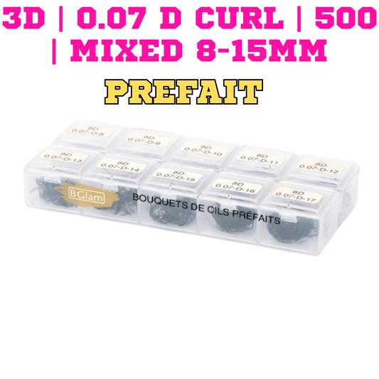 BGLAM Premade Fans 3D | 0.07 D Curl | 500 | Mixed 8-15mm