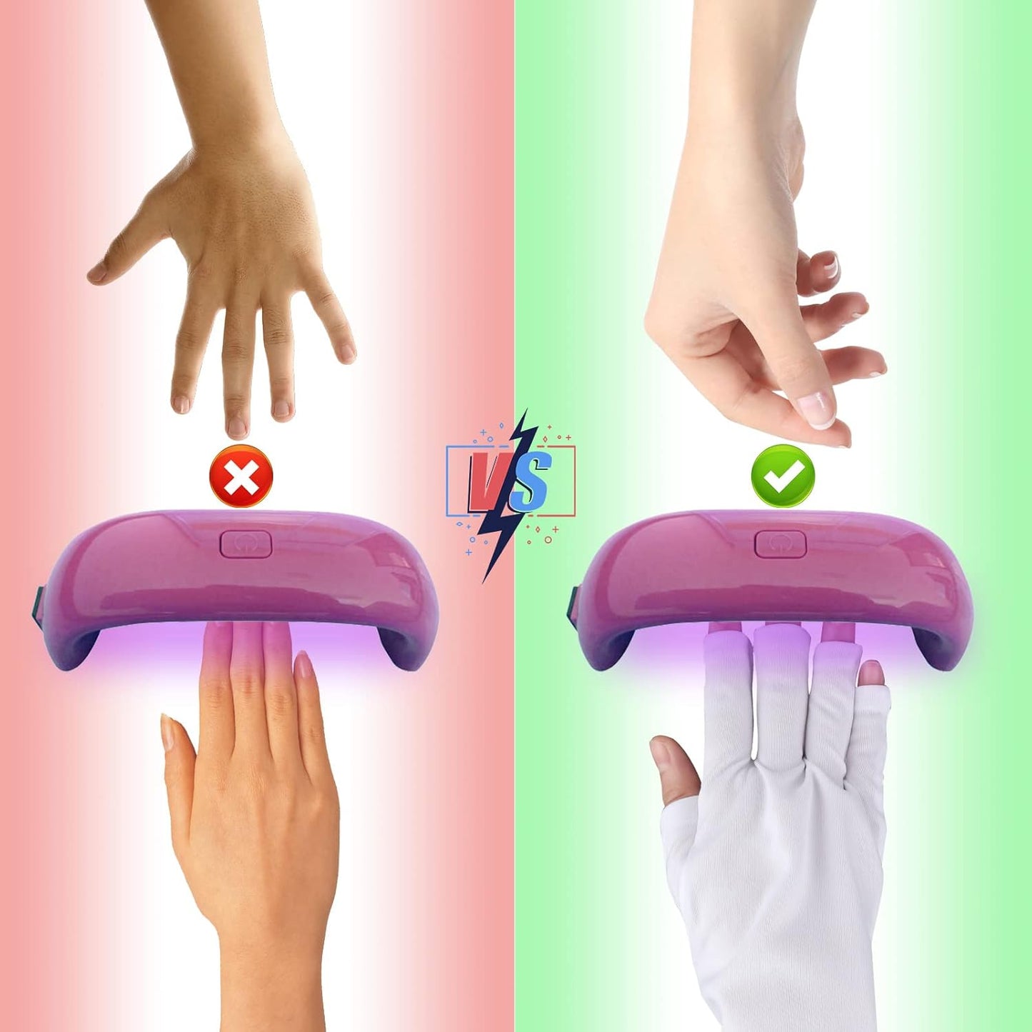 Anti-UV Protection Gloves for Nails | White