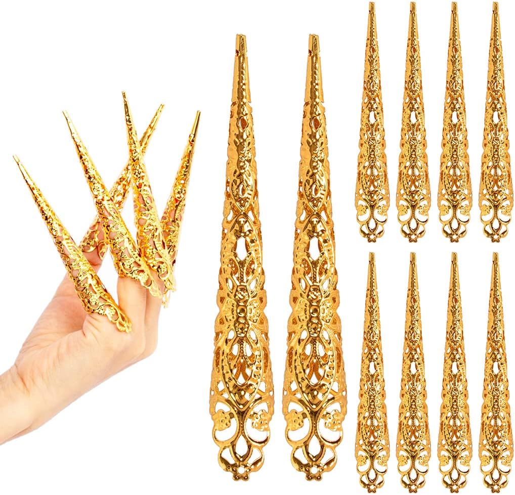 Long Metallic Nail Covers | 10-Piece Set (3 Colors)