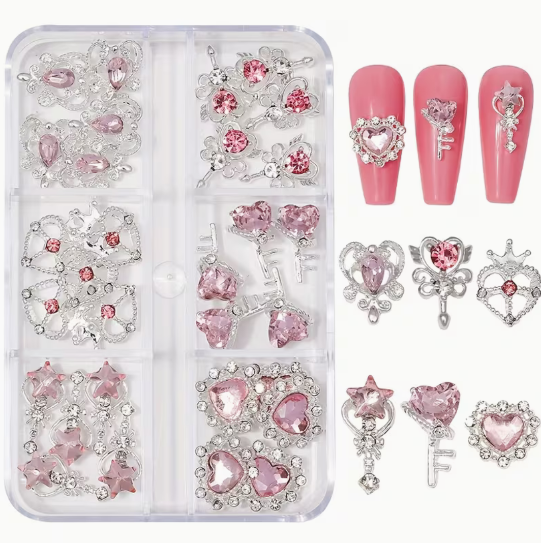 Nail Art Jewelry | Set Crystal Clear – Charms 3D Or & Diamant