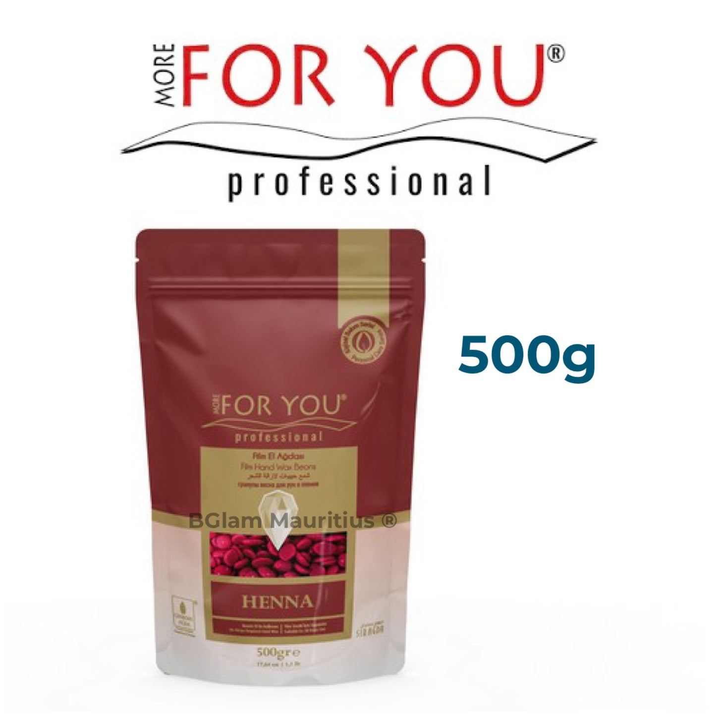 MORE FOR YOU Henna Seed Film Hard Wax Beans 500g | 4-in-1 Smooth & Care Wax