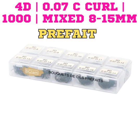 BGLAM Premade Fans 4D | 0.07 C Curl | 1000 | Mixed 8-15mm