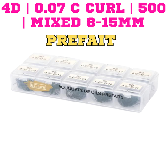 BGLAM Premade Fans 4D | 0.07 C Curl | 500 | Mixed 8-15mm