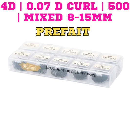 BGLAM Premade Fans 4D | 0.07 D Curl | 500 | Mixed 8-15mm