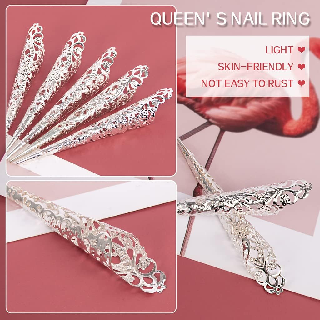 Long Metallic Nail Covers | 10-Piece Set (3 Colors)