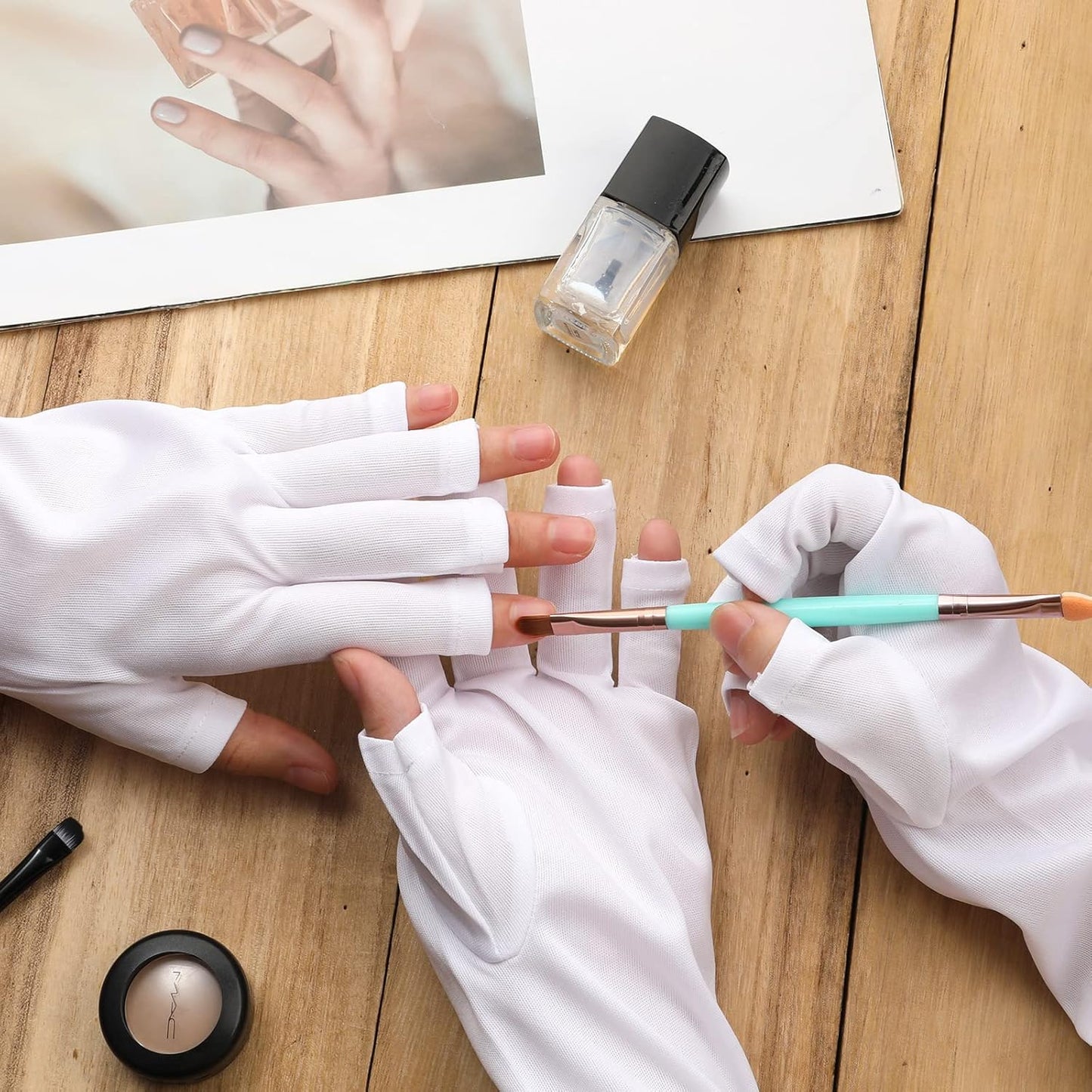 Anti-UV Protection Gloves for Nails | White