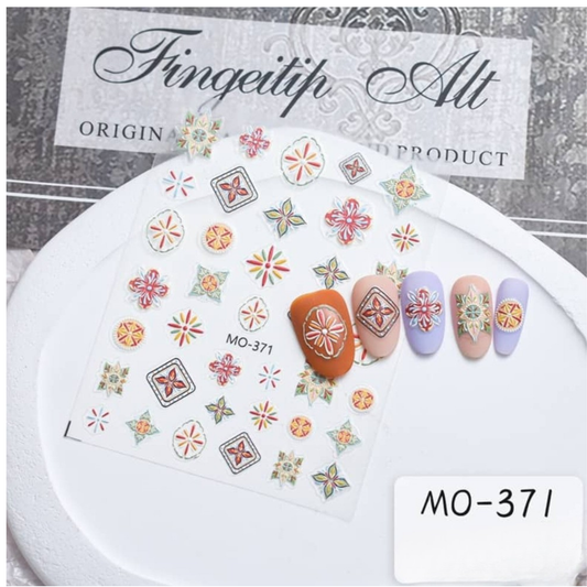 Nail Art Sticker | Mandala Bohème | Multicolore & Doré | MO-371