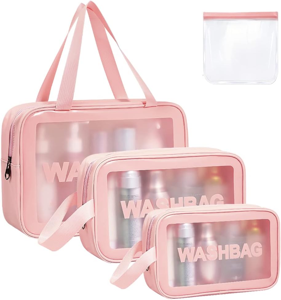 Multipurpose PVC Travel Organizer Bag | Pink | 3 sizes | Sell per unit