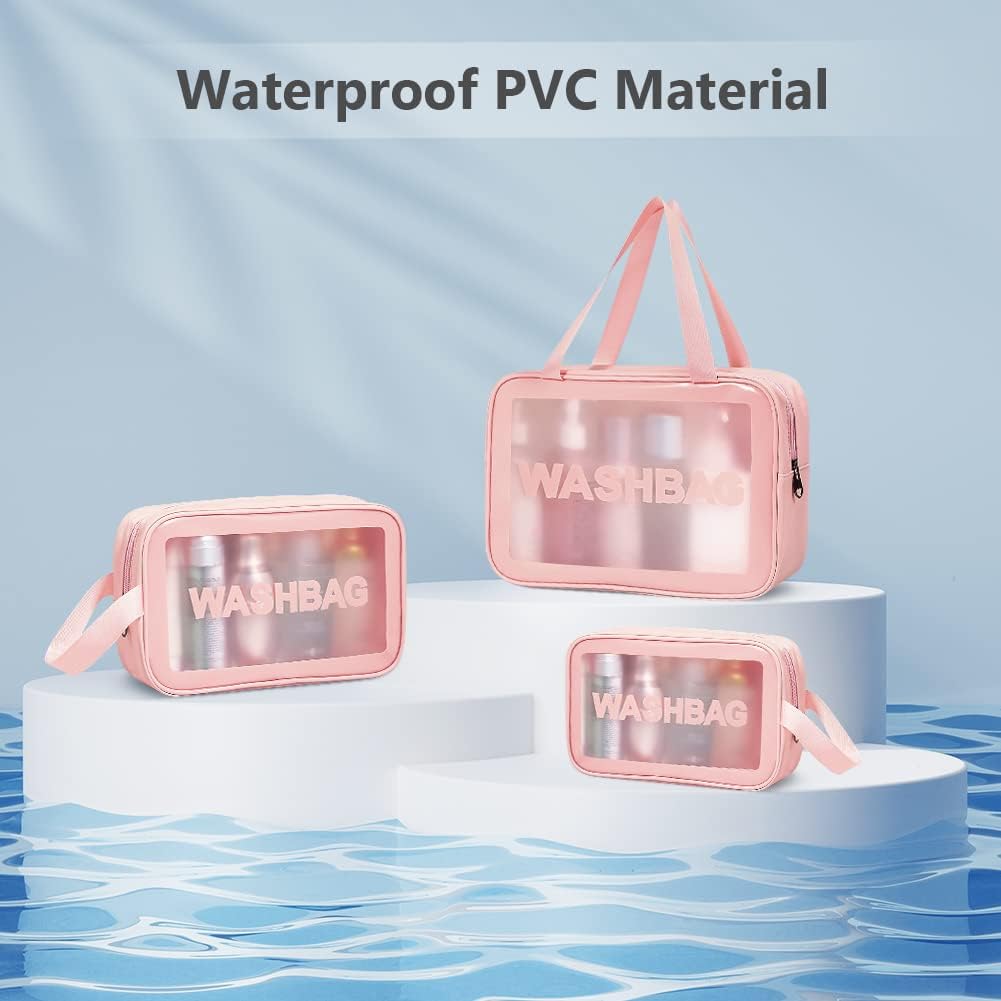 Multipurpose PVC Travel Organizer Bag | Pink | 3 sizes | Sell per unit