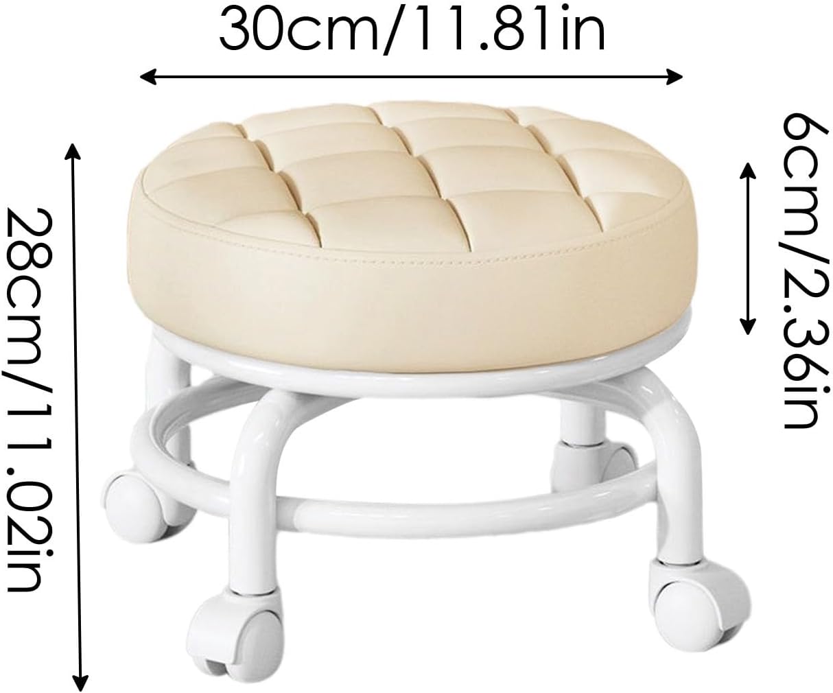 Tabouret Roulant en Cuir PU Luxe | Idéal pour Spas & Salons de Beauté (30cm x 28cm)