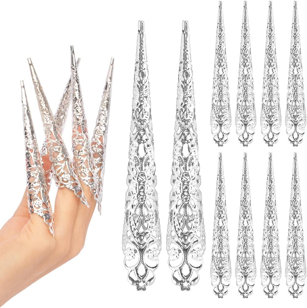 Long Metallic Nail Covers | 10-Piece Set (3 Colors)