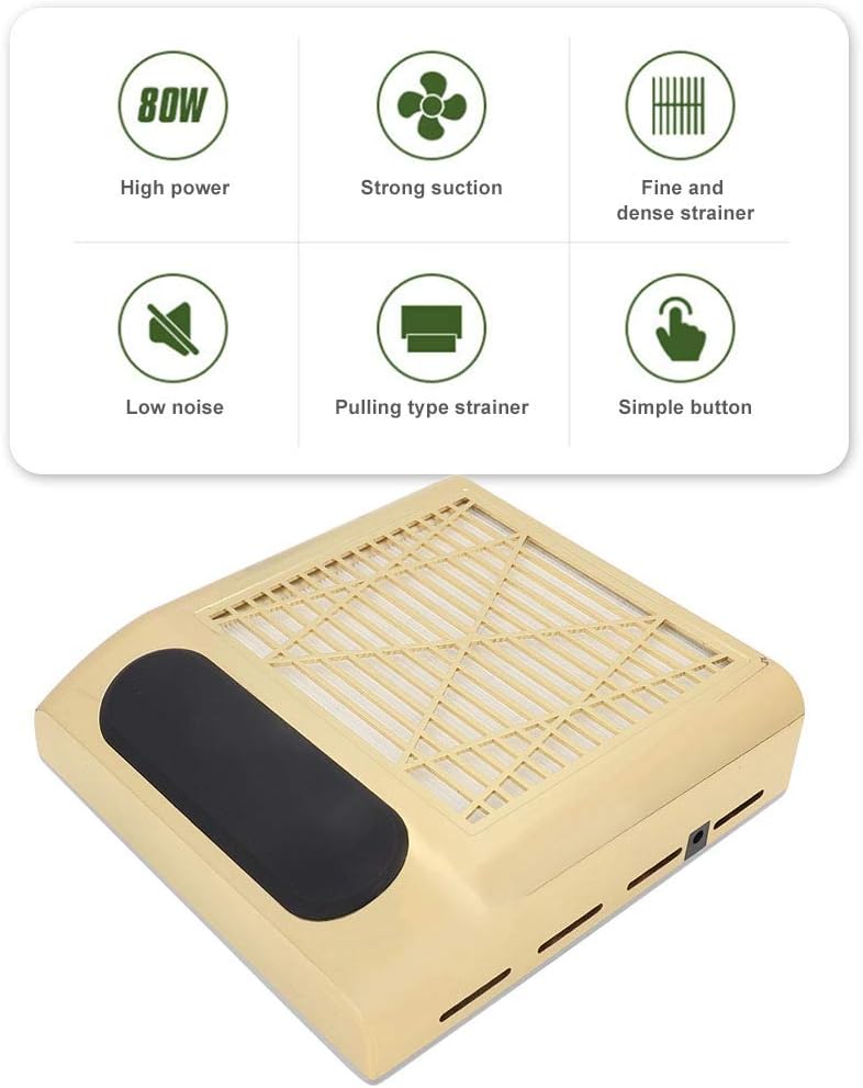 Professional Nail Dust Collector with Hand Cushion 80W - Gold