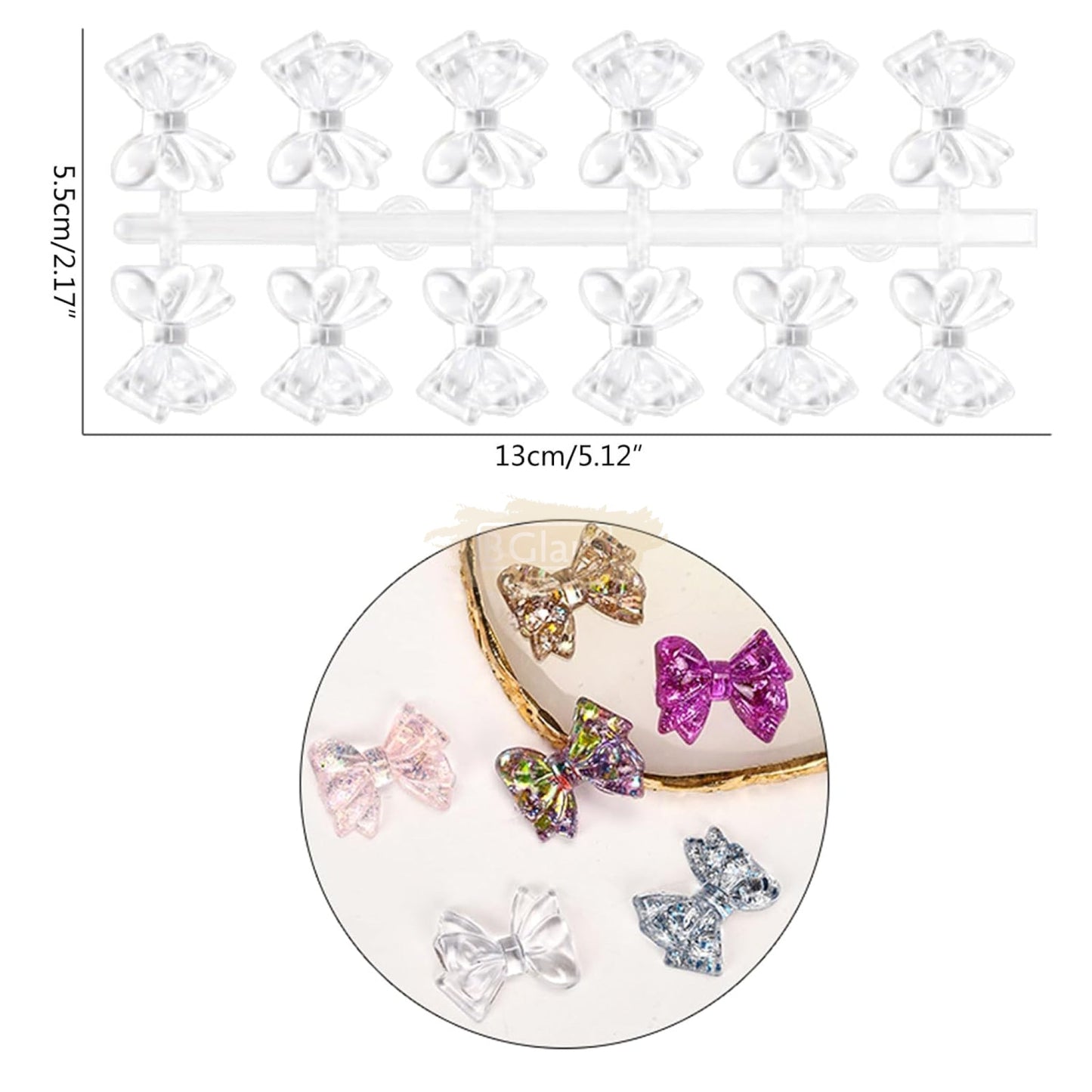 Clear Bow Tie Shaped Nail Swatch 60 pcs