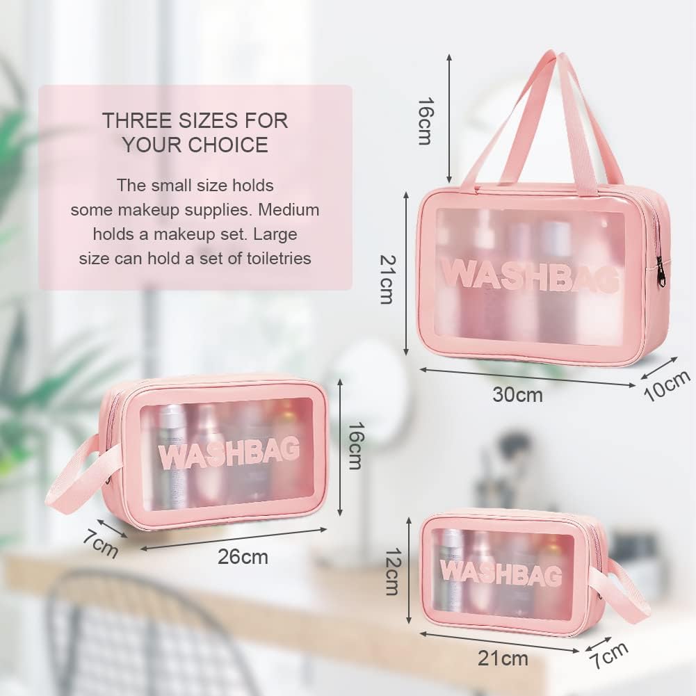 Multipurpose PVC Travel Organizer Bag | Pink | 3 sizes | Sell per unit