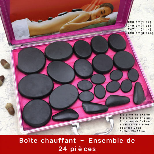 Stone Warmer for Massage (24 pcs) & Stone Heater in Aluminum Case