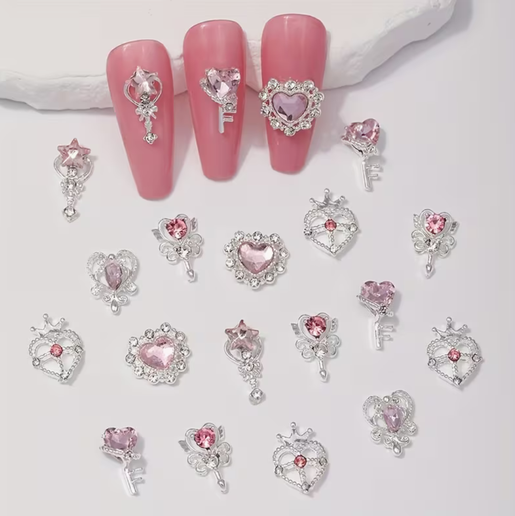 Nail Art Jewelry | Set Crystal Clear – Charms 3D Or & Diamant