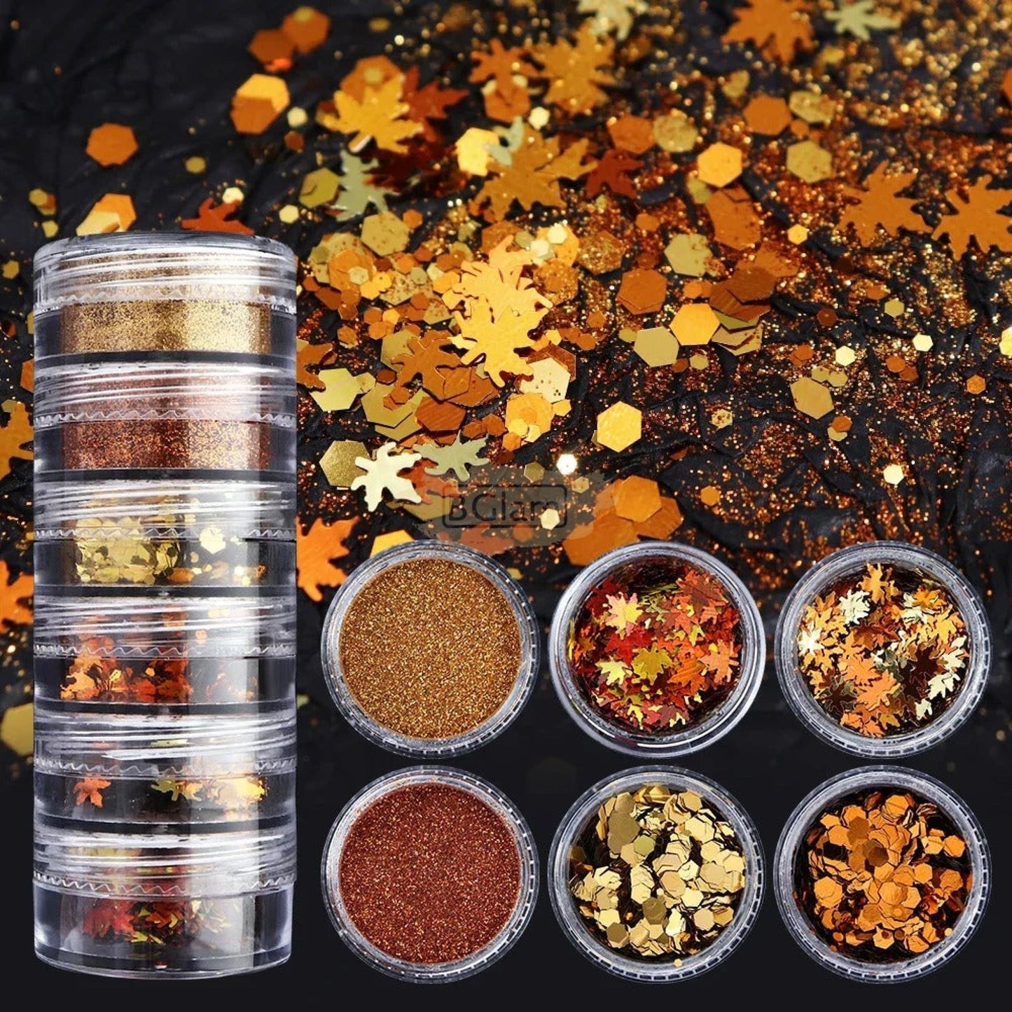 6pcs Nail Glitter Powder & Sequins