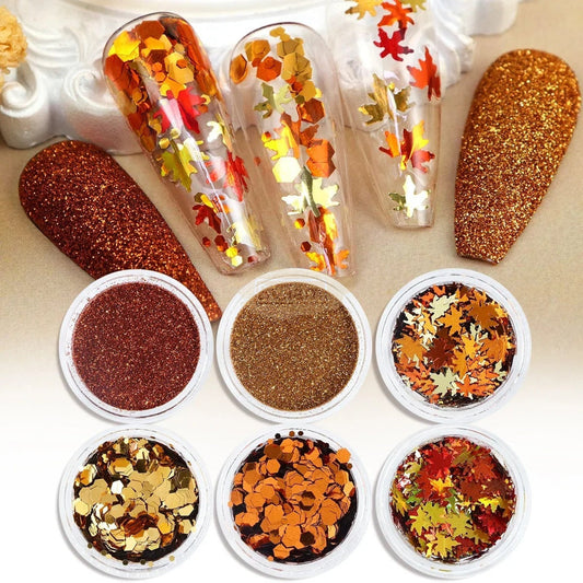 6pcs Nail Glitter Powder & Sequins