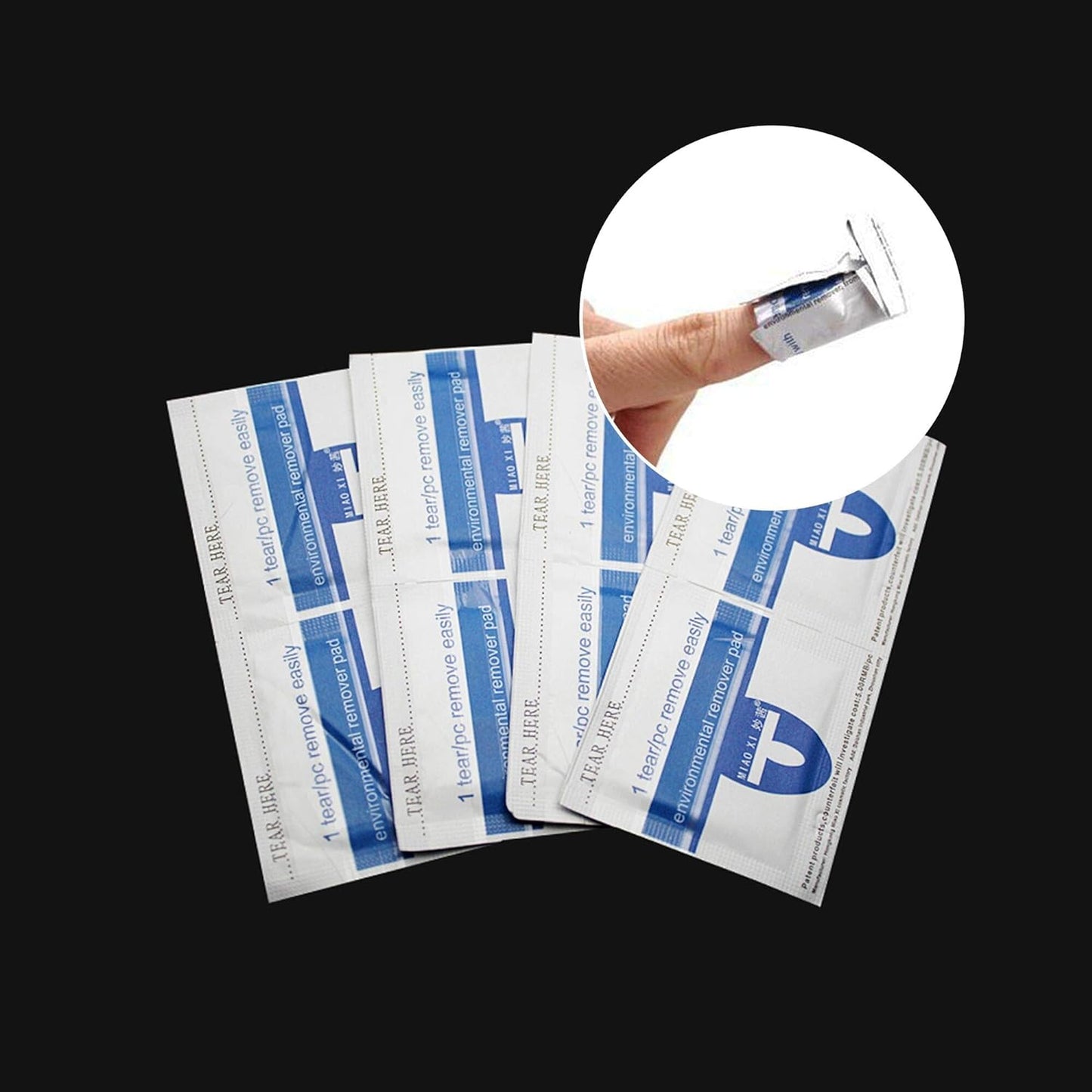 Dissolvant pour vernis gel | Tampons pré-imprégnés emballés individuellement | Lot de 100 pièces