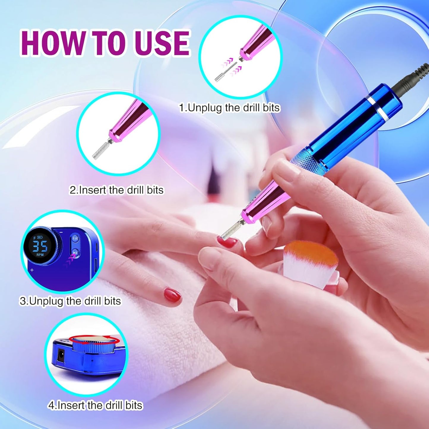 Portable and Rechargeable Nail Drill Machin | 24W | 35000RPM