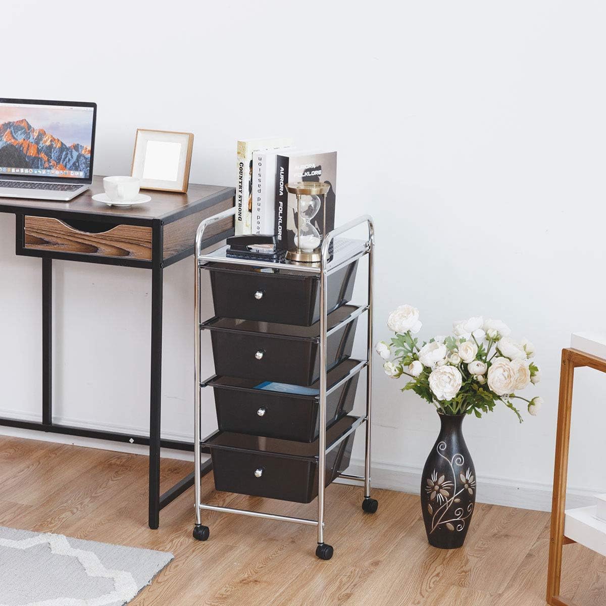 Black Trolley Side Table