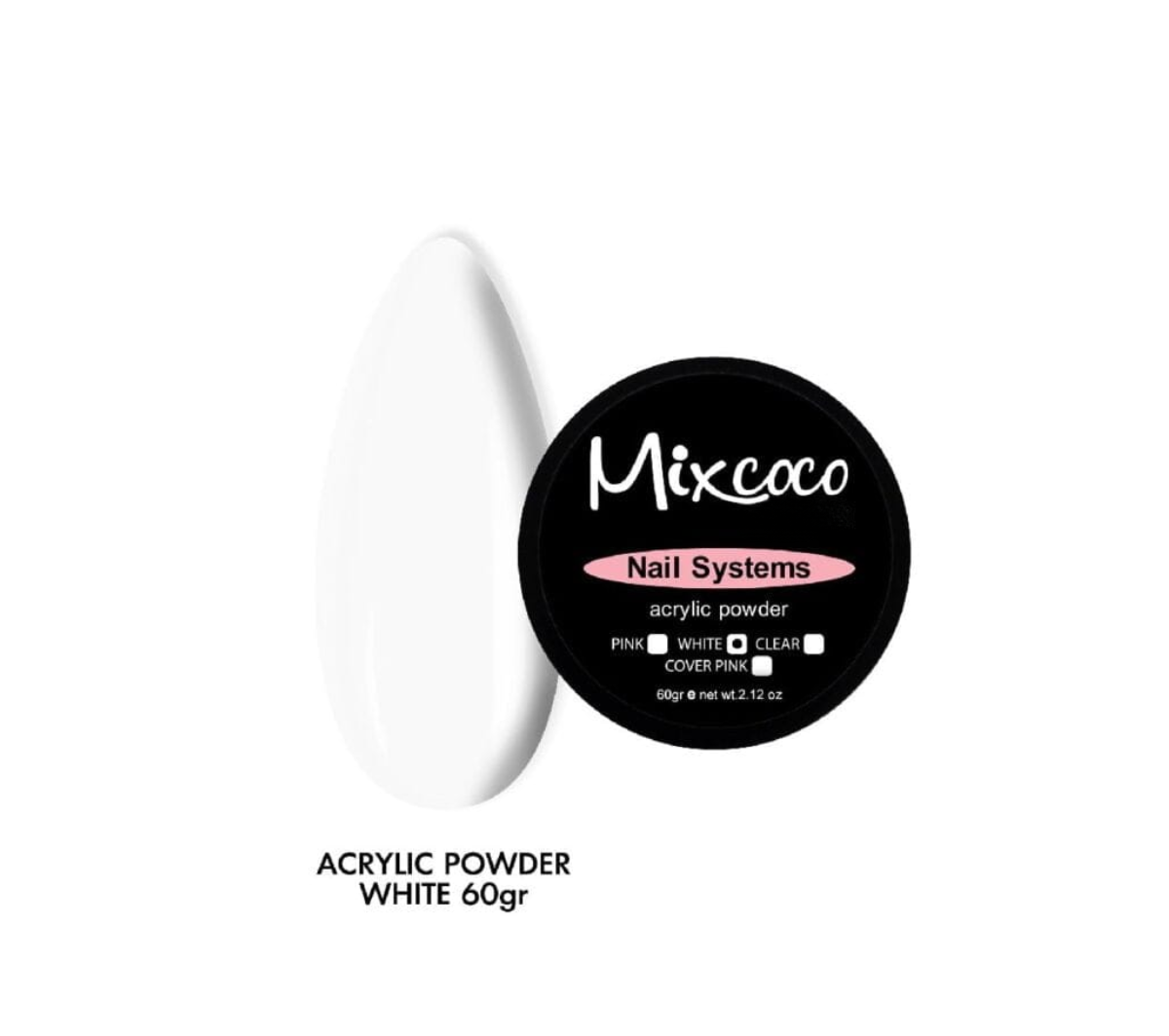 Mixcoco Acrylic Powder 60g | White