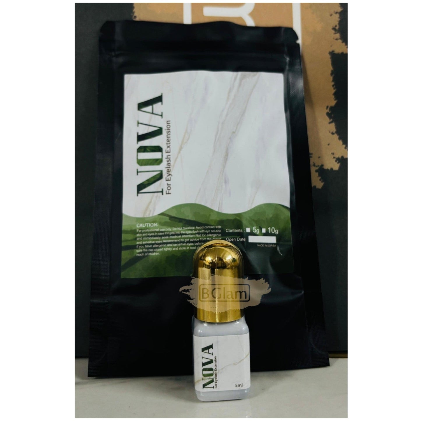 BF Nova Colle à Cils Coréenne 5 ml | 1-2 sec | 3-4 semaines | Noir | Sans PMMA | Sans Latex