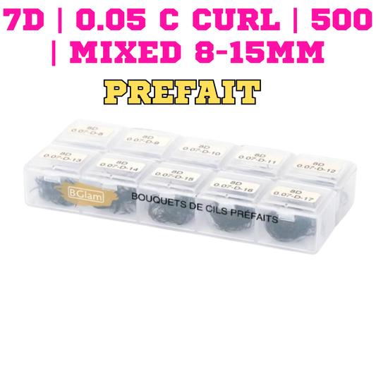 BGLAM Premade Fans 7D | 0.05 C Curl | 500 | Mixed 8-15mm