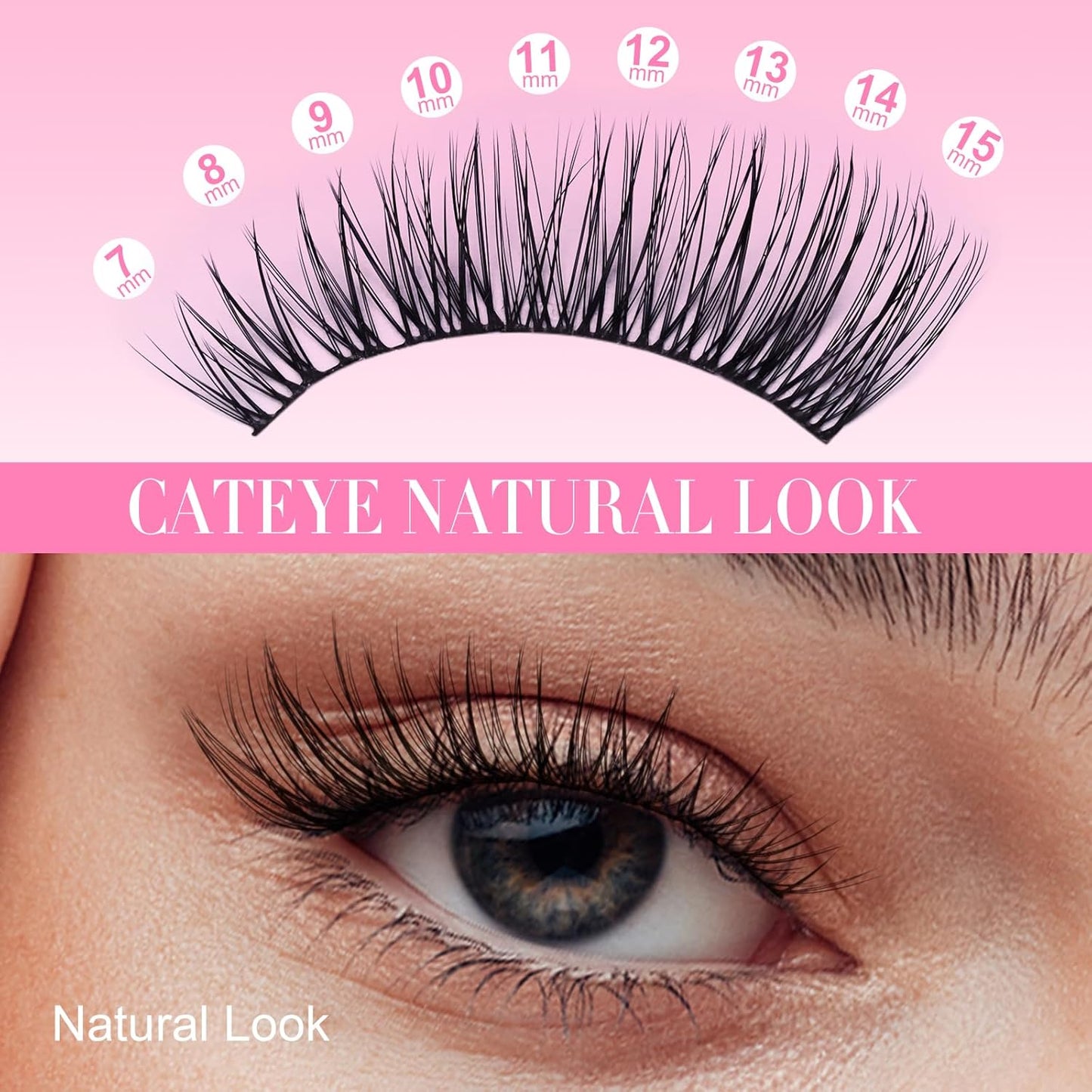 Cat Eye Look Cluster Lashes Kit | C Curl | Mix 7-15mm