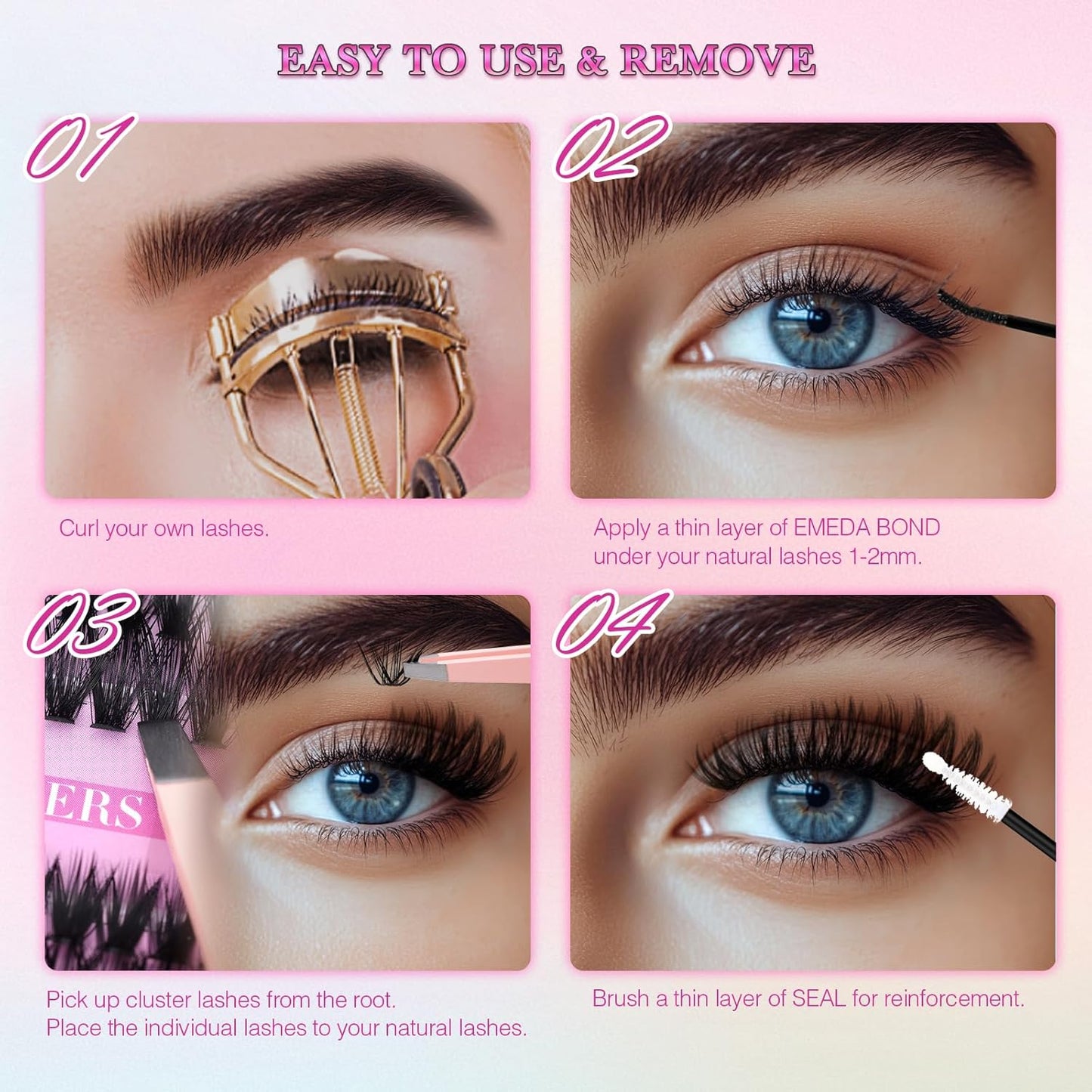 Kit DIY Lash Cluster EME30D-100D | D Curl | 10-16mm