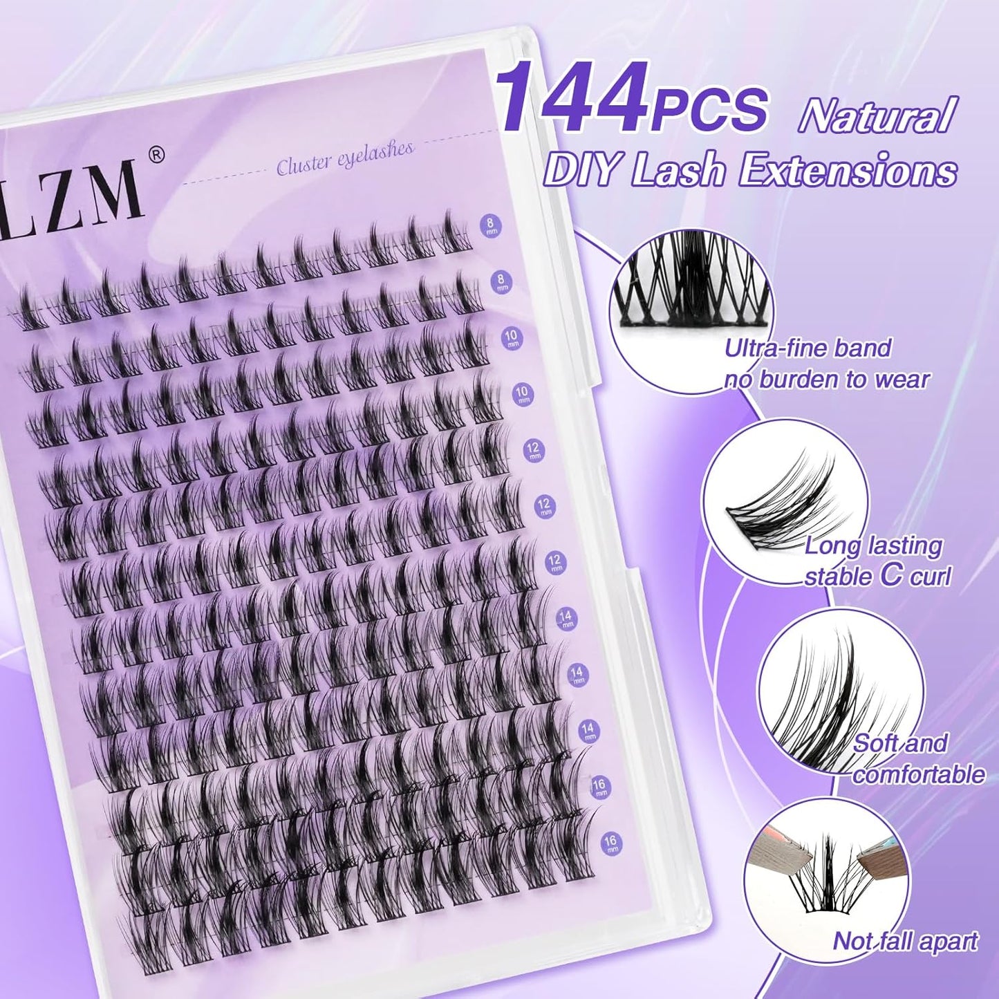 LZM Manga Lash Clusters 144PCS | C Curl | 7-13mm DL02
