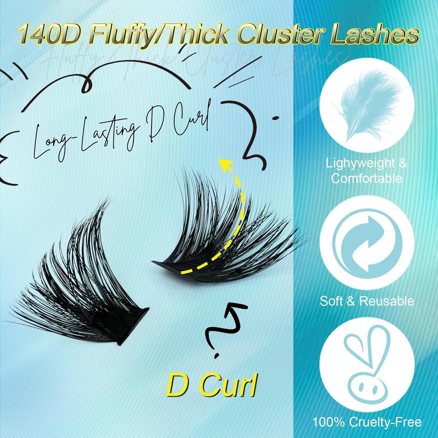 Volume Cluster Eyelash Individuals 168pcs | 100D+140D | D Curl | 14-20mm