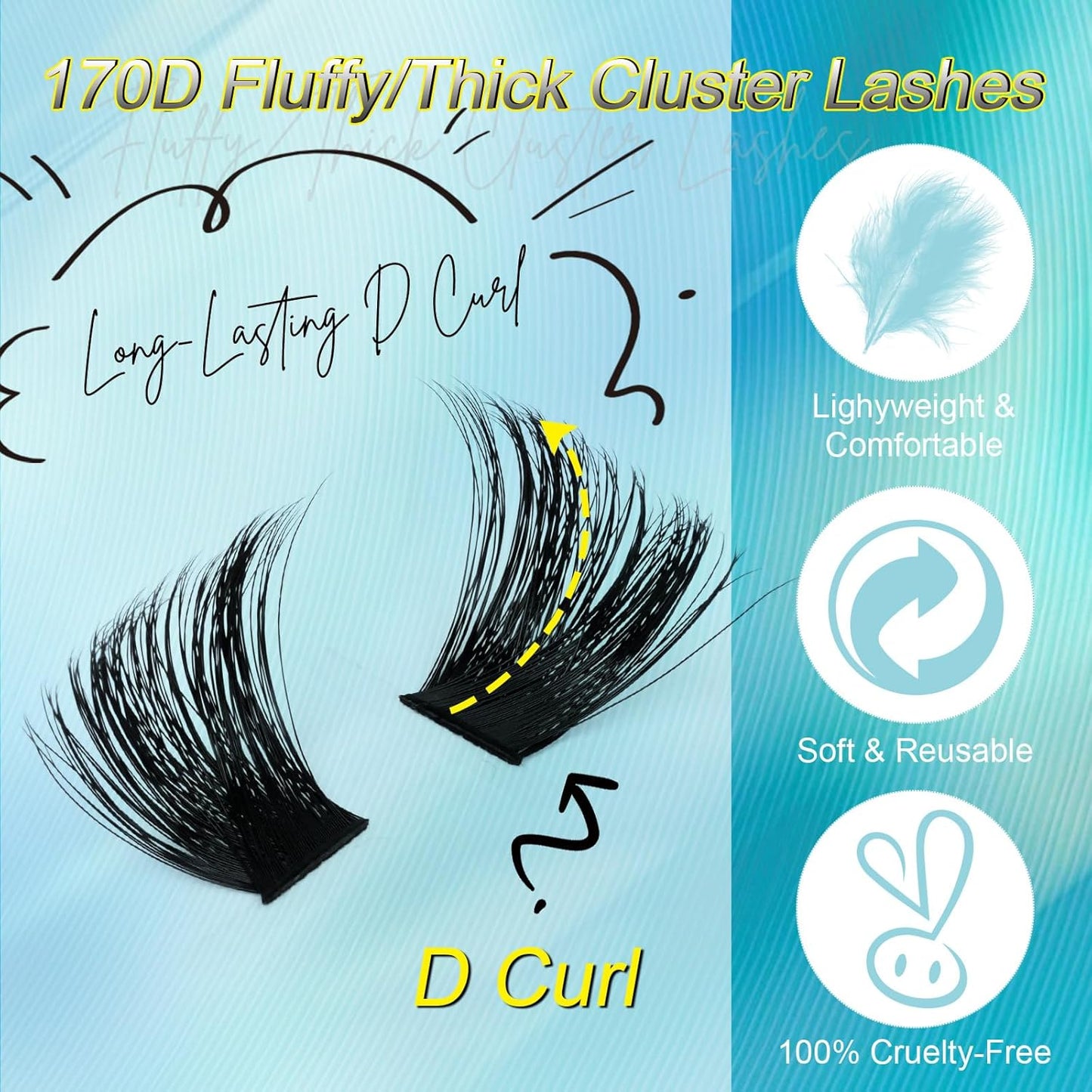 Volume Cluster Eyelash Individuals 144pcs | 140D+170D | D-Curl | 14-20mm