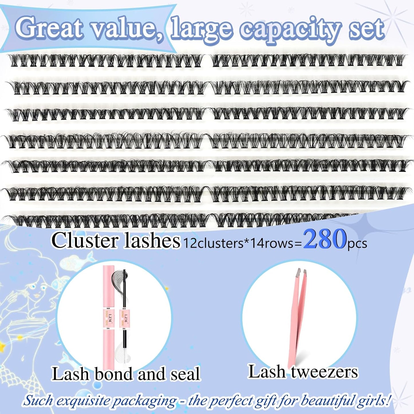 Emeda DIY LZM Cluster Lash Kit 280 pcs | Natural Look | 40P