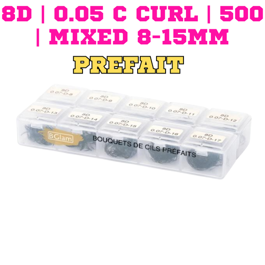 BGLAM Premade Fans 8D | 0.05 C Curl | 500 | Mixed 8-15mm