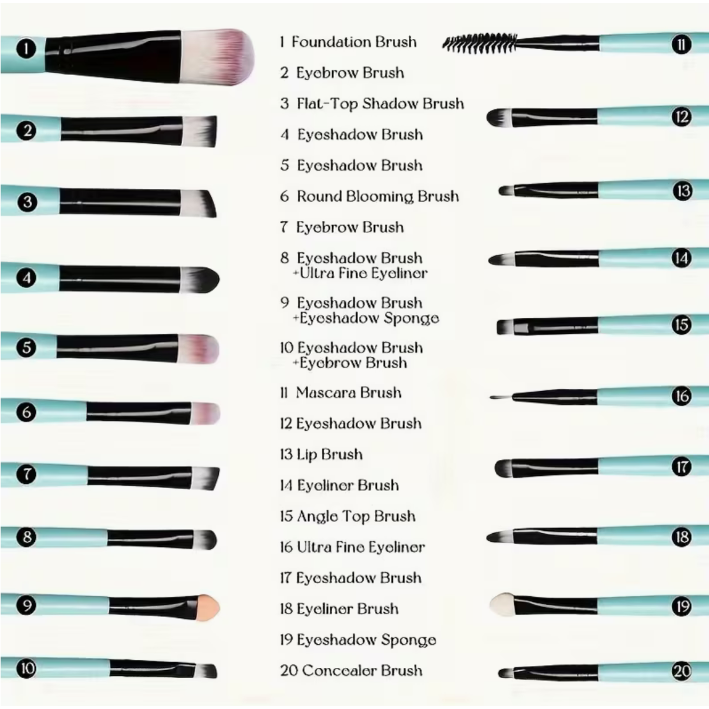 20-Piece Makeup Brush Set | Gold and Black