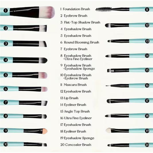 20-Piece Makeup Brush Set | Gold and Black