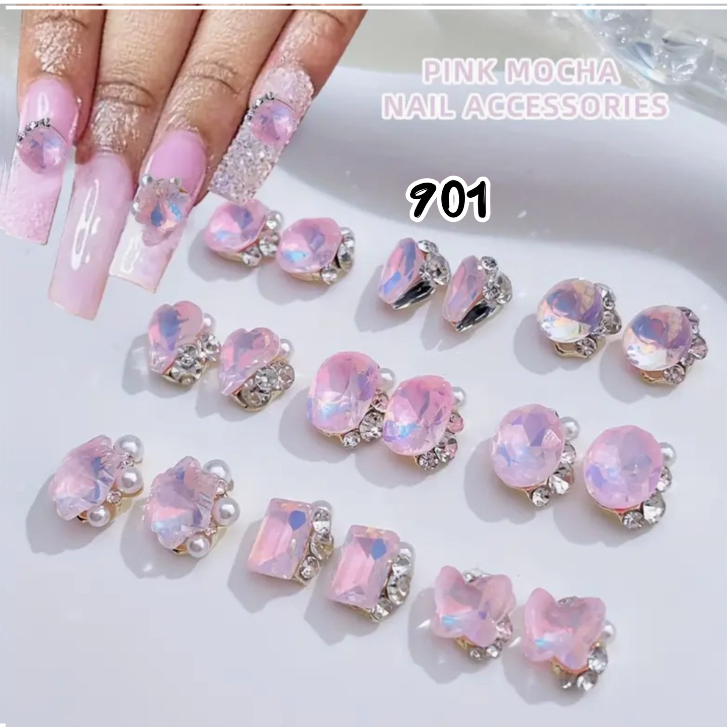 Nail Art Jewelry | Set Gemmes Cristal Irisé Pink Mocha